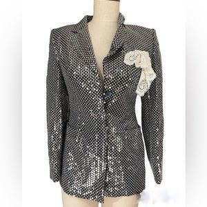 ESCADA COUTURE RARE SEQUIN BEADED BLAZER JACKET POLK A DOT NWT Orig.$9000 sz 34
